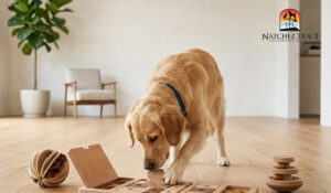 dog doing cognitive puzzles