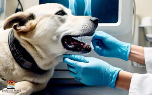 dog being prepped for dental x-ray